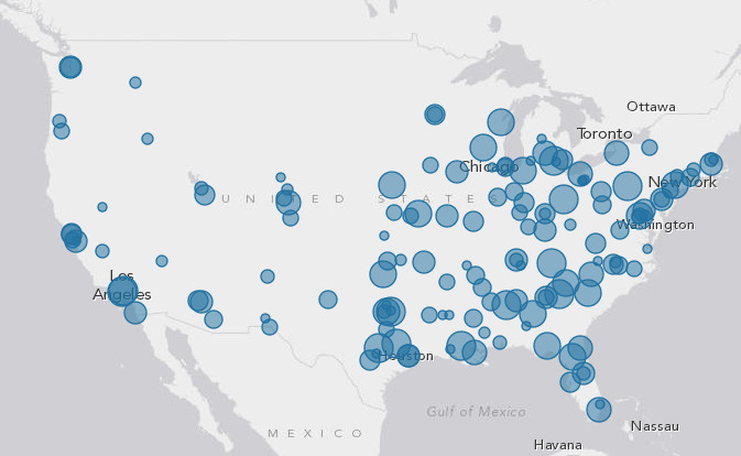 US Football Stadiums map