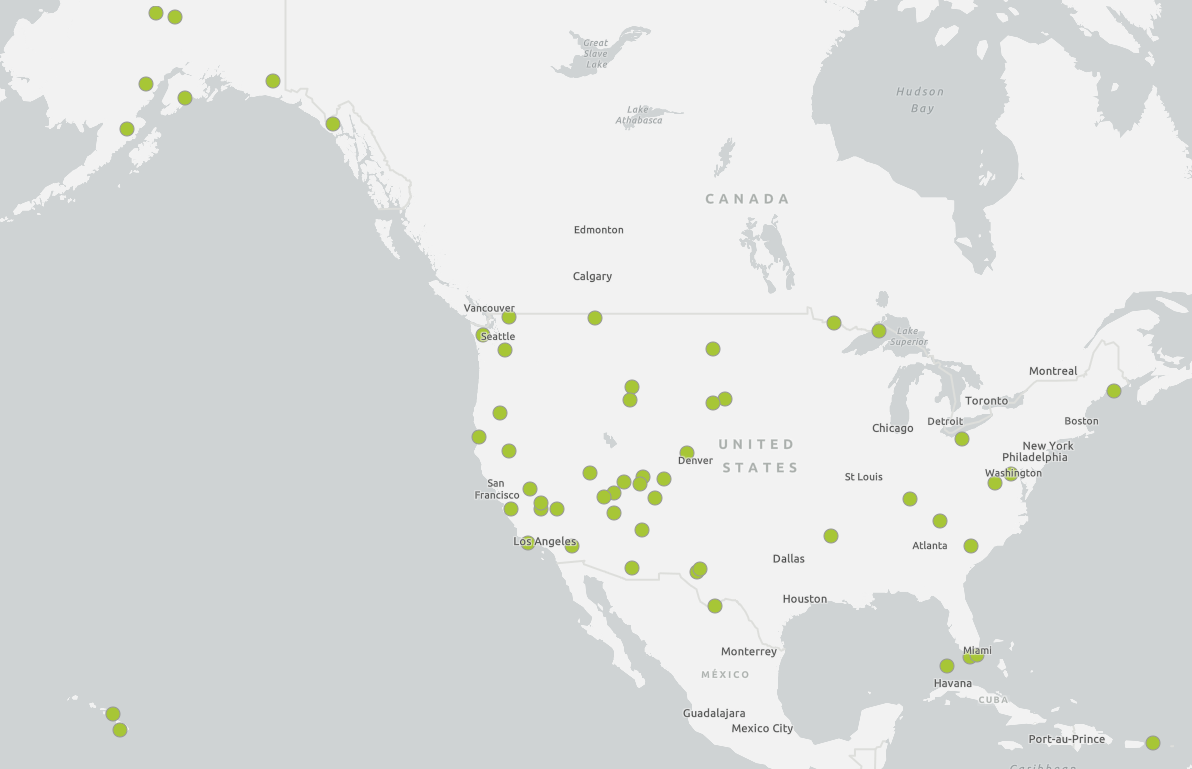 USA National Parks map