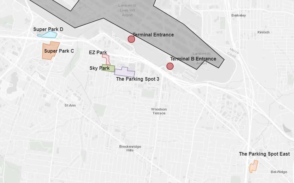 Parking map of Lambert St. Louis Airport, MO, USA